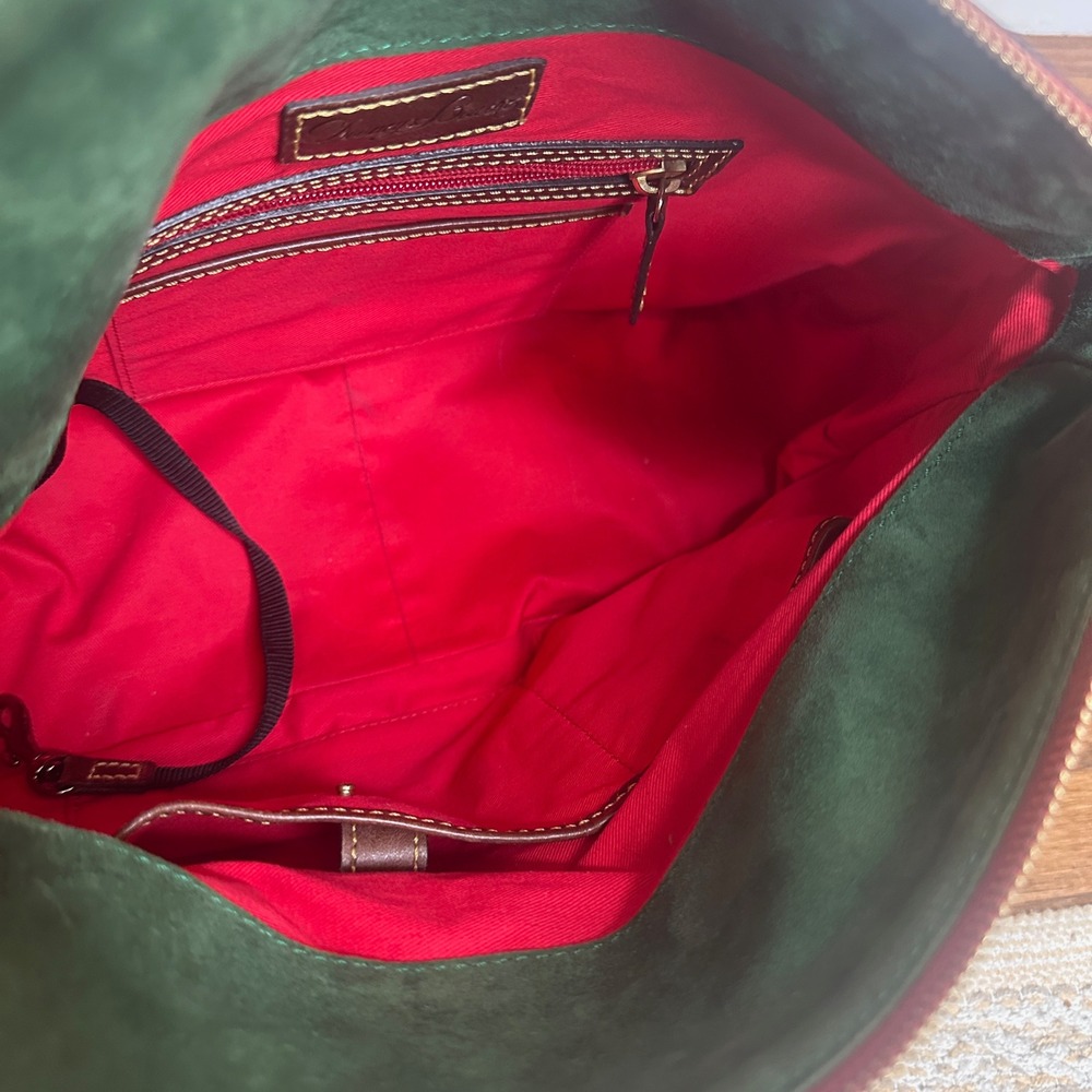 Dooney & Bourke Python Leather Shoulder Brown Blue Snakeskin Bag Red Lining - Picture 8 of 12